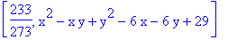 [233/273, x^2-x*y+y^2-6*x-6*y+29]